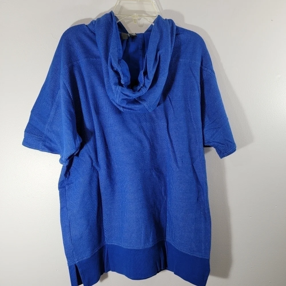 Mens Adidas Blue Short Sleeve Hoody Sweatshirt Medium Unisex